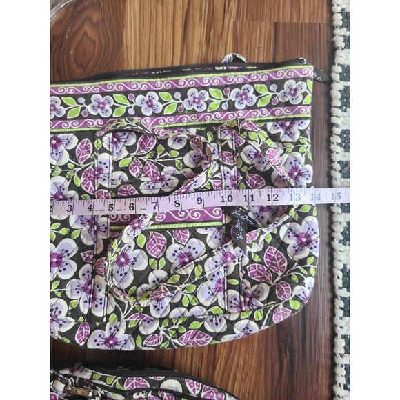 Vtg Vera Bradley Y2K Plum Petals Tote & Travel Bag Set Floral {Retired Pattern} - Picture 10 of 11
